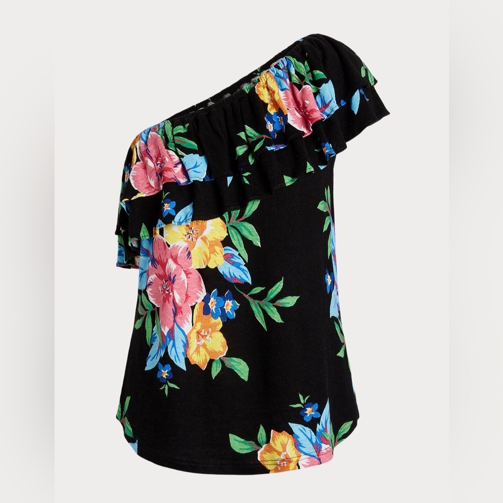 Like New- Lauren Ralph Lauren Floral One-Shoulder Top, Size SP